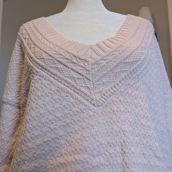 Vintage 90s Pink Sweater Domani V-Neck Varsity Pullover Preppy Size Large - Picture 4 of 7